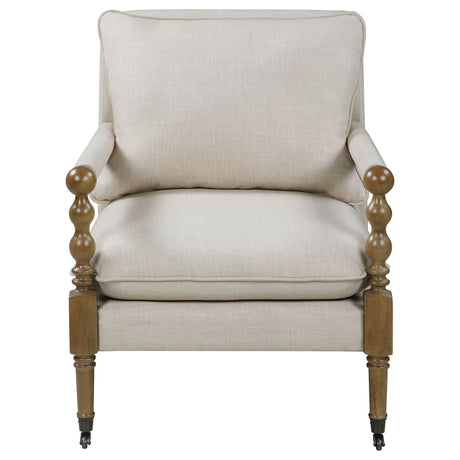 Accent Chair With Turned Legs - Beige