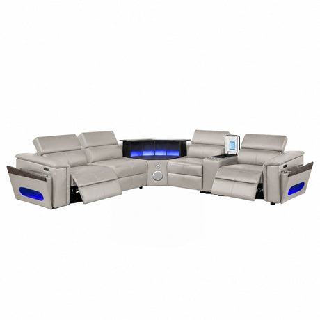 Nova - Sectional With Bluetooth Speaker, LED And Lifting Wine Cabinet