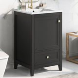 20" Bathroom Vanity With Sink Cabinet With Soft Closing Door, Drawer & Storage Rack - Black