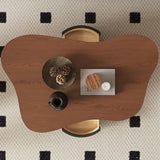 Cloud Coffee Table With 2 Drawers & Multi Layer Storage - Dark Walnut / Matt Black