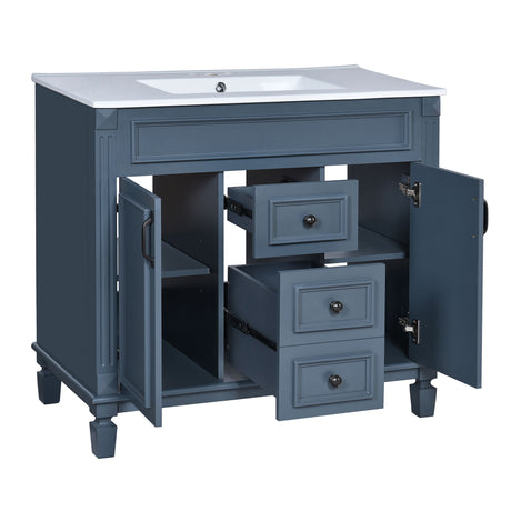 Bathroom Vanity With Top Sink, Cabinet With 2 Soft Closing Doors And Drawers
