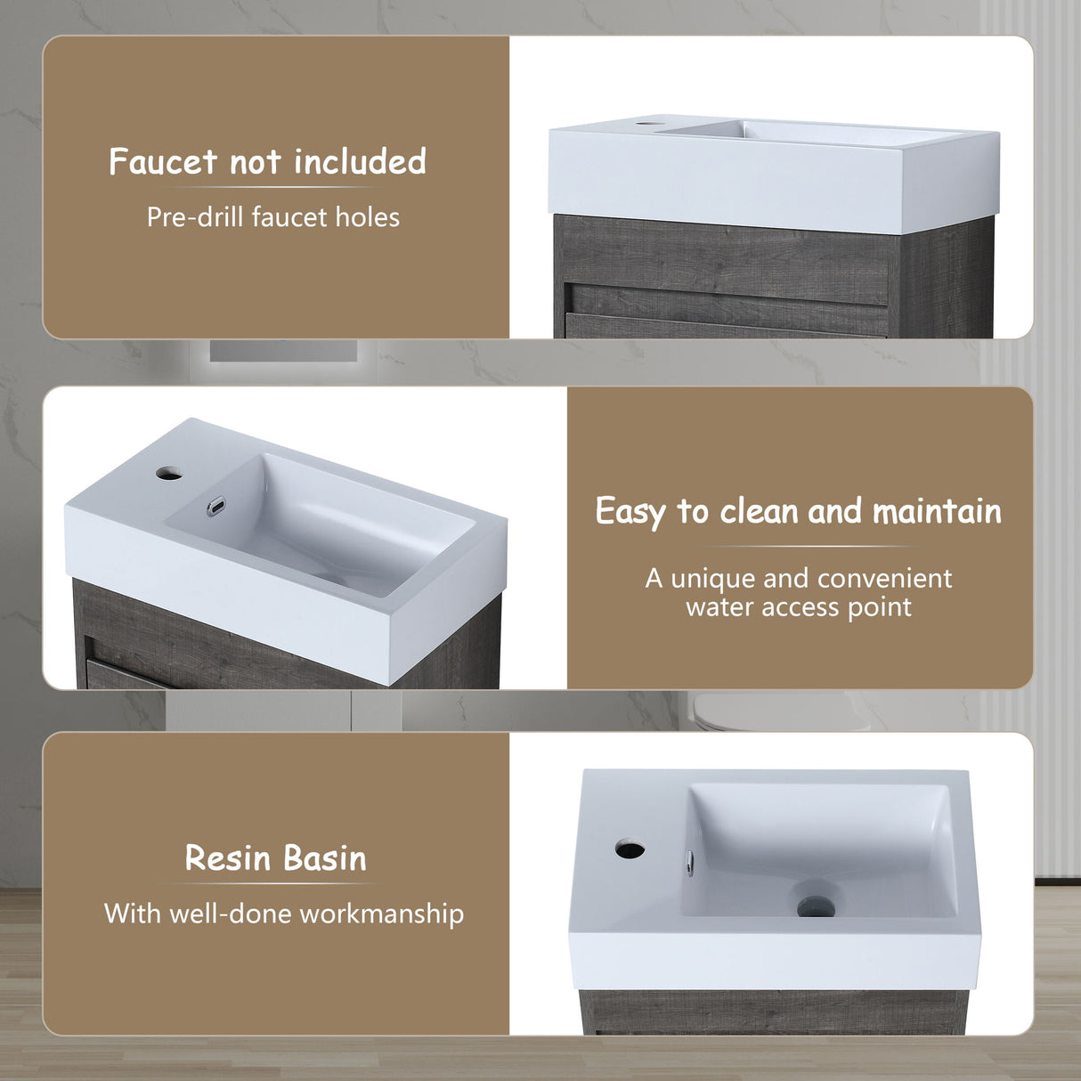 Sink Floating Bathroom Vanity With Soft Close Cabinet Door