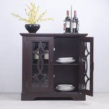 Modern Sideboard With Tempered Glass Doors - Ox Blood Red