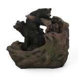 22.0" High DATONA FOUNTAIN Outdoor Weather Resistant Floor Fountain with Light, Light Brown + Black
