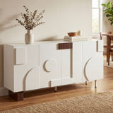 Sideboard Buffet Cabinet Wide Storage Unit With 4 Doors & Adjustable Shelves - White