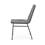 Aluminum And Rattan Chat Set, Outdoor Patio Set Includes Rattan Dining Chair Set Of 2 And C Shaped Side Table - Dark Brown