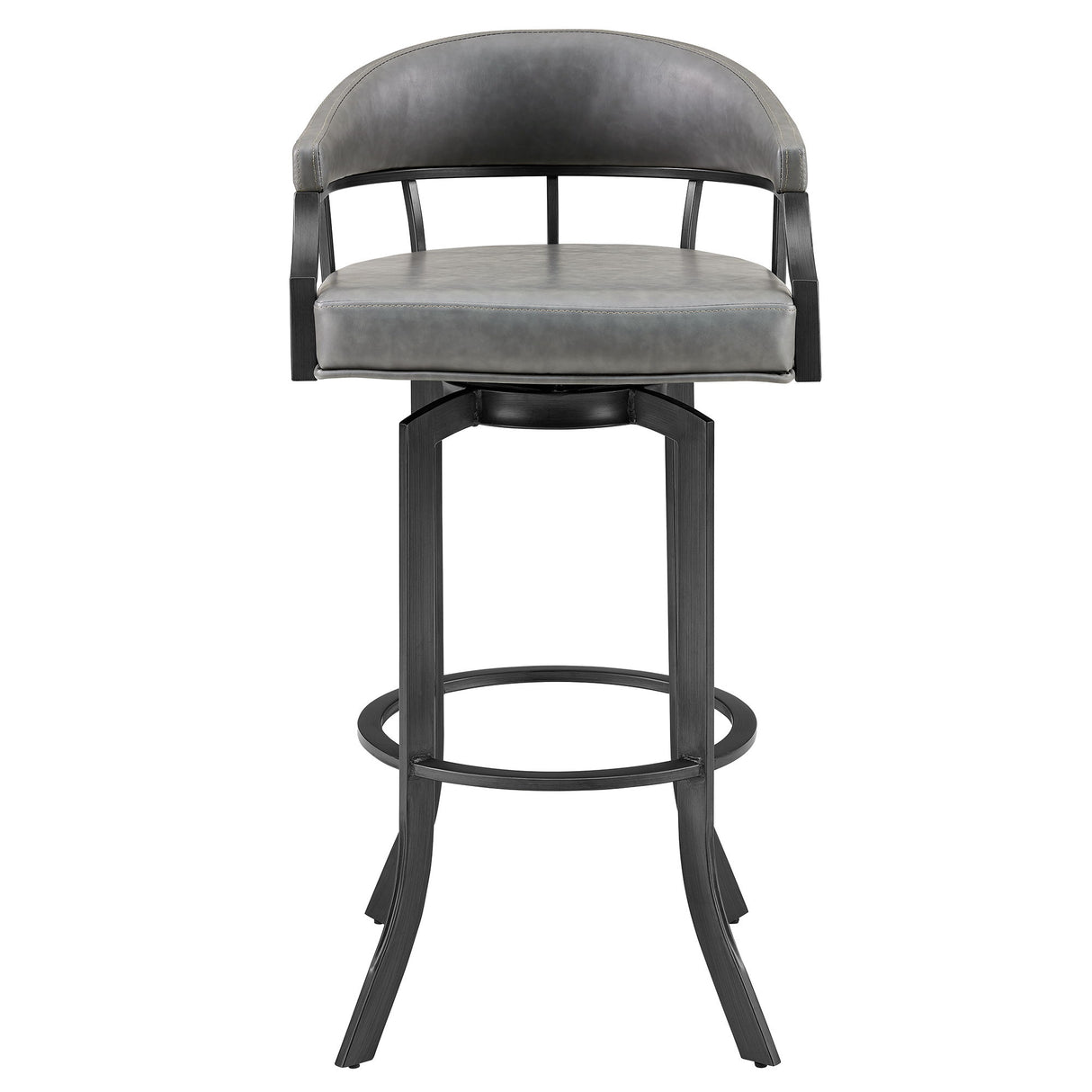 Edy - Swivel 30" Mineral Finish And Gray Faux Leather Bar Stool