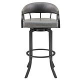 Edy - Swivel 30" Mineral Finish And Gray Faux Leather Bar Stool