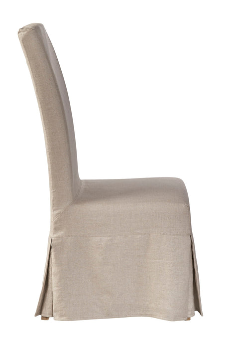 Linen Floor Length Slip Covered Parsons Chair (Set of 2) - Beige