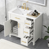 Modern Bathroom Vanity With Sink Top, 2 Doors And 3 Drawers