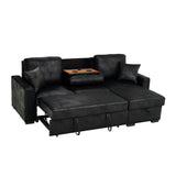 Upholstered Sectional With Pull-Out Bed And Chaise Storage