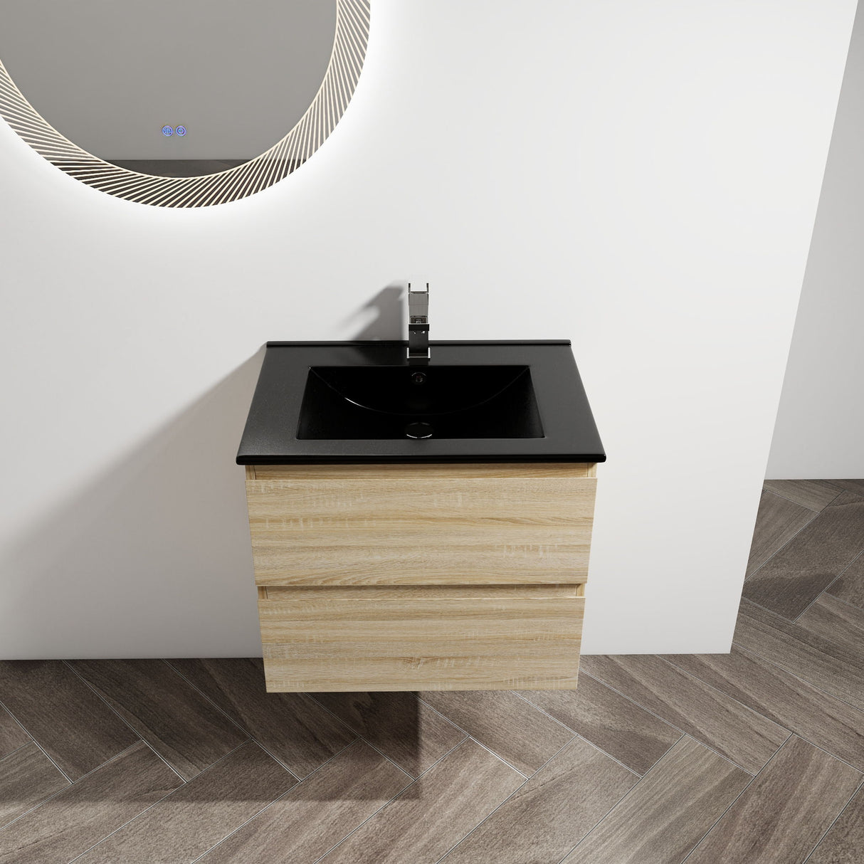 Wall Mounted Bathroom Vanity With Sink, 2 Soft Close Drawers