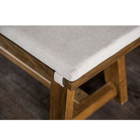 Upholstered Bench With Trestle Base - Brown / White