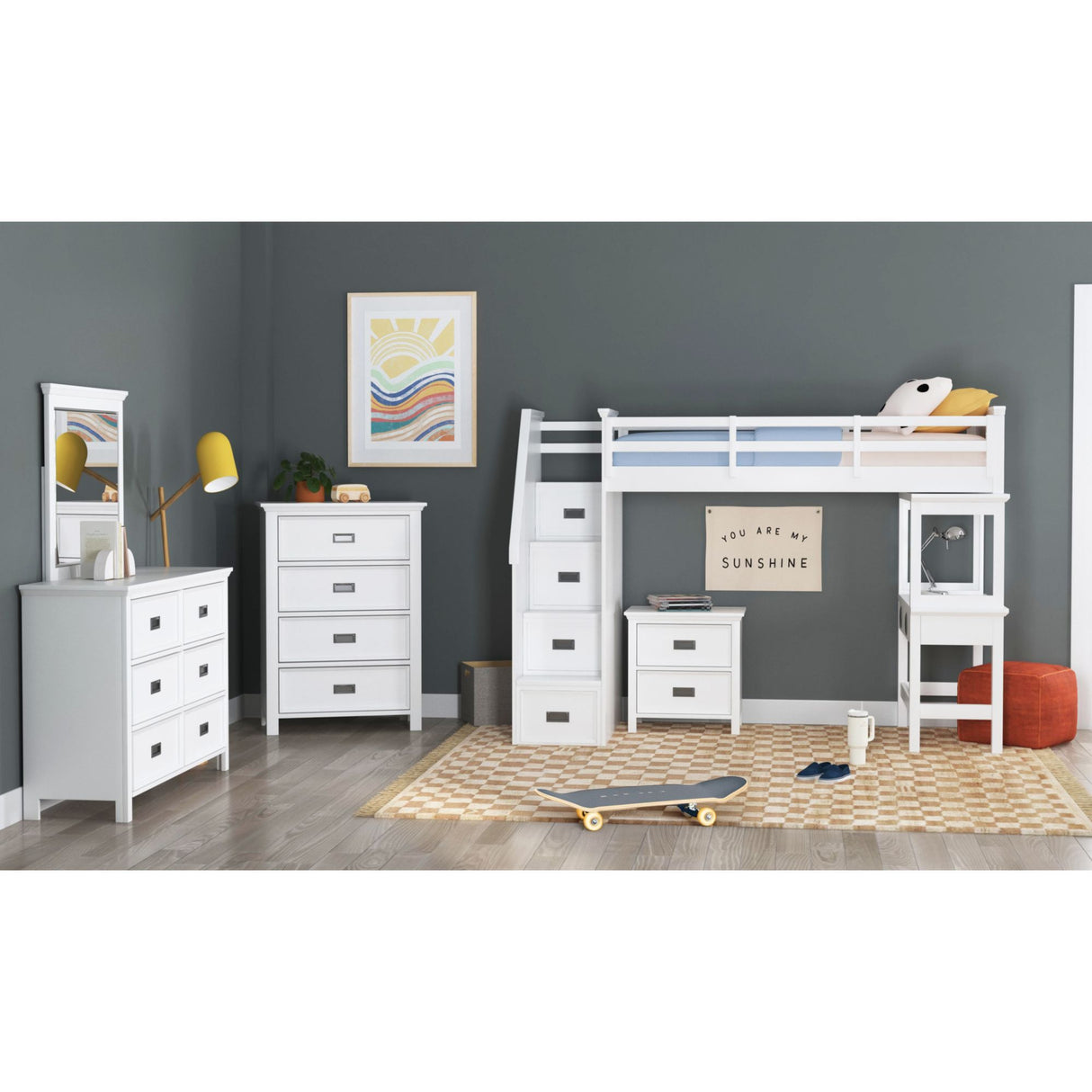 Hampton Kids - Loft With Staircase And Desk With Speaker Bedroom Set