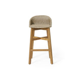 Beeson - Outdoor Wicker And Acacia Wood Barstools Set, Water Resistant - Brown