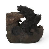 22.0" High DATONA FOUNTAIN Outdoor Weather Resistant Floor Fountain with Light, Light Brown + Black