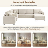 Modular 5 Seat U-Shape Sectional Sofa With Chaise Lounge, Built In Cup Holders And Storage Drawer