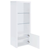 Lance - 3 Shelf Media Tower With Shelves And Hidden Cabinet - Gloss White