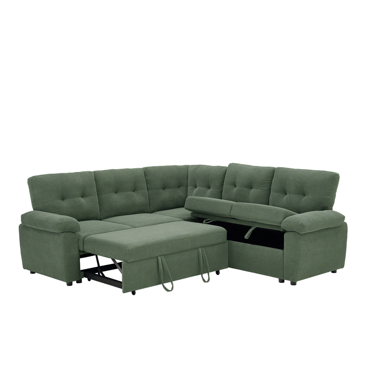 Convertible Sectional Sofa Bed With Pull Out Sleeper And Storage