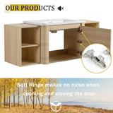 Wall Mounted Bathroom Vanity With Sink, Storage Shelves & Soft Close Door