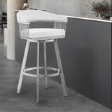Bronson - Faux Leather And Brushed Stainless Steel Swivel Bar Stool