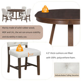 Dining Set With Leaf Round Table And 4 Upholstered Chairs