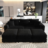 Convertible Deep Seat Sofa With Soft Pillows And Ottomans