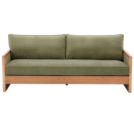 Modern 3 Seater Sofa With Wood Armrests