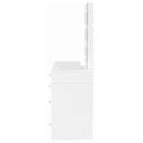 Winona - Makeup Vanity Set With Bulb Lit Mirror And Upholstered Stool - White