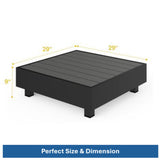 Square Slatted Patio Coffee Table With Rust Resistant Accents - Gray