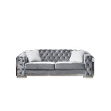 2 Seater Sofa With Button Tufted Diamond Grid & 2 Pillows For Living Room