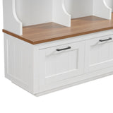 Hall Tree With Bench And Shoe Storage, 3 Large Drawers, Open Storage Shelves & Hooks