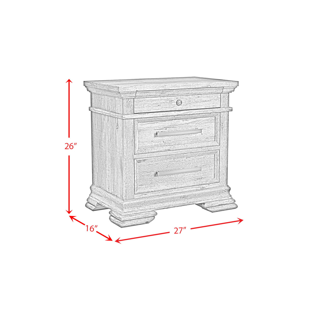 Park Ridge - 3-Drawer Nightstand - Charcoal