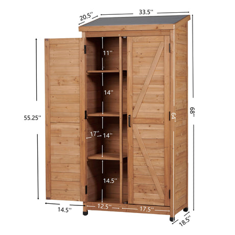 Outdoor Storage Shed With Top Tall Vertical Tool Cabinet - Gold
