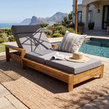 Chaise Lounge Set With 4 Fold Cushion And Built In Headrest, 3 Position Adjustable