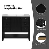 36" Bathroom Vanity & Sink, 2 Cabinet And 3 Drawers - Black