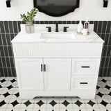 Bathroom Vanity Set, Fluted Cabinet With Soft Close Doors & Drawers, 3 Faucet Holes, Sink Included - White