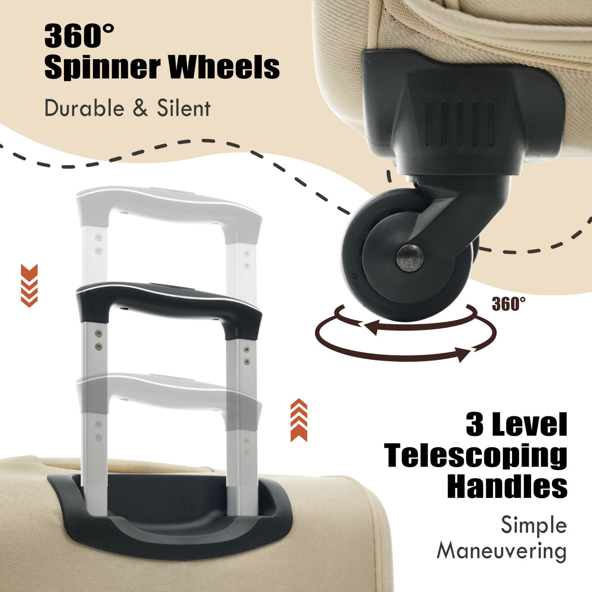 Softside Luggage Expandable 3 Piece Set Upright Spinner Lightweight Suitcase