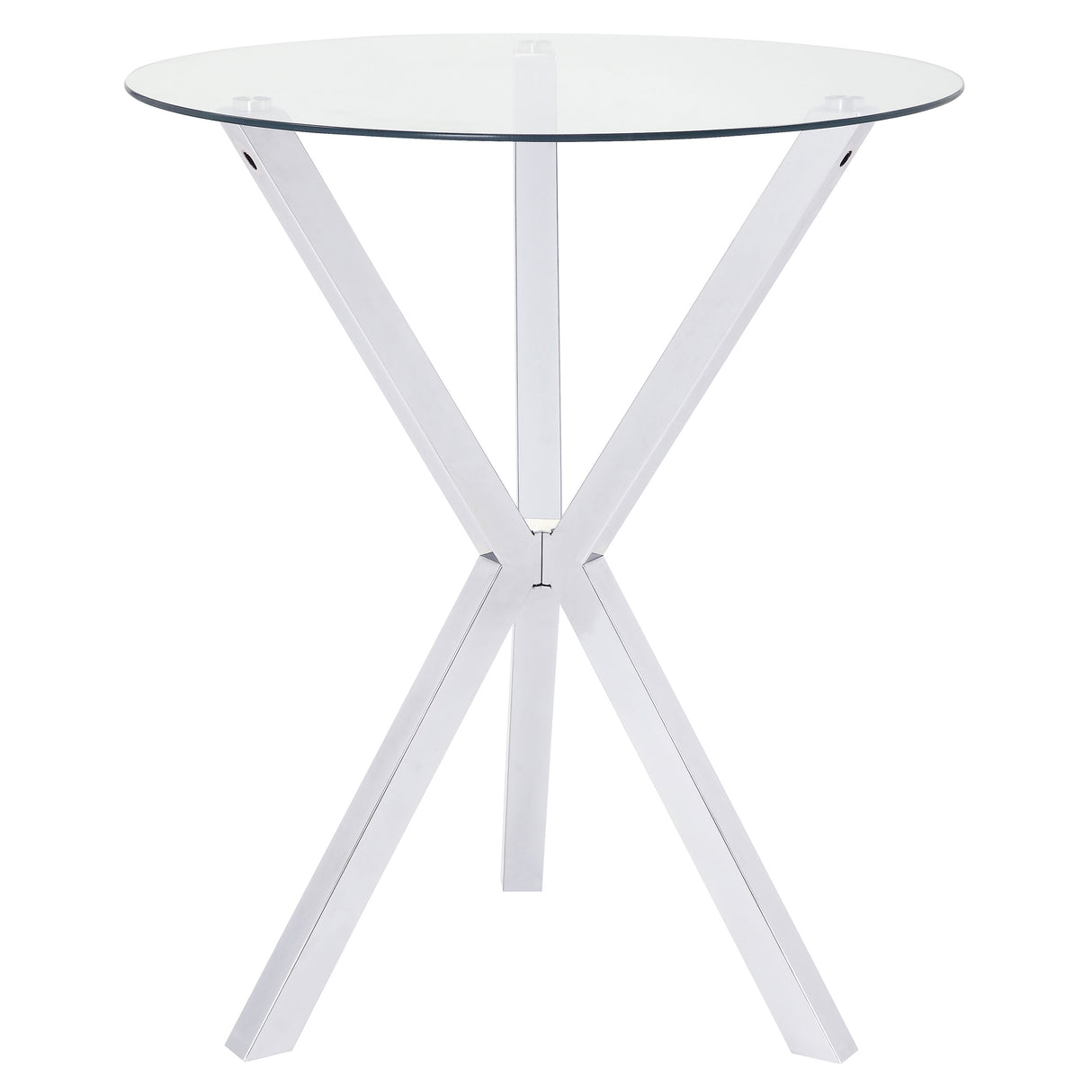 Denali Round 35-Inch Glass Top Bistro Bar Table Chrome