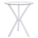 Denali Round 35-Inch Glass Top Bistro Bar Table Chrome