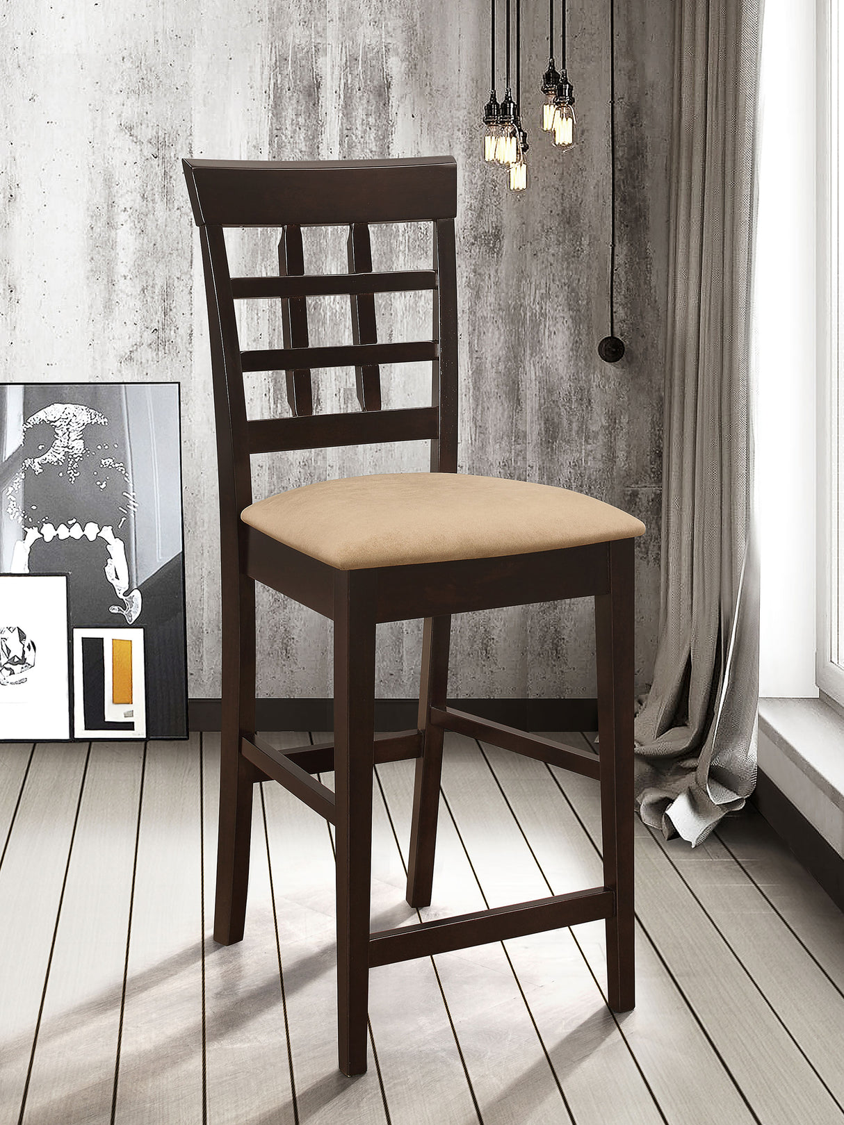 Gabriel Lattice Back Counter Chair Cappuccino - Set of 2