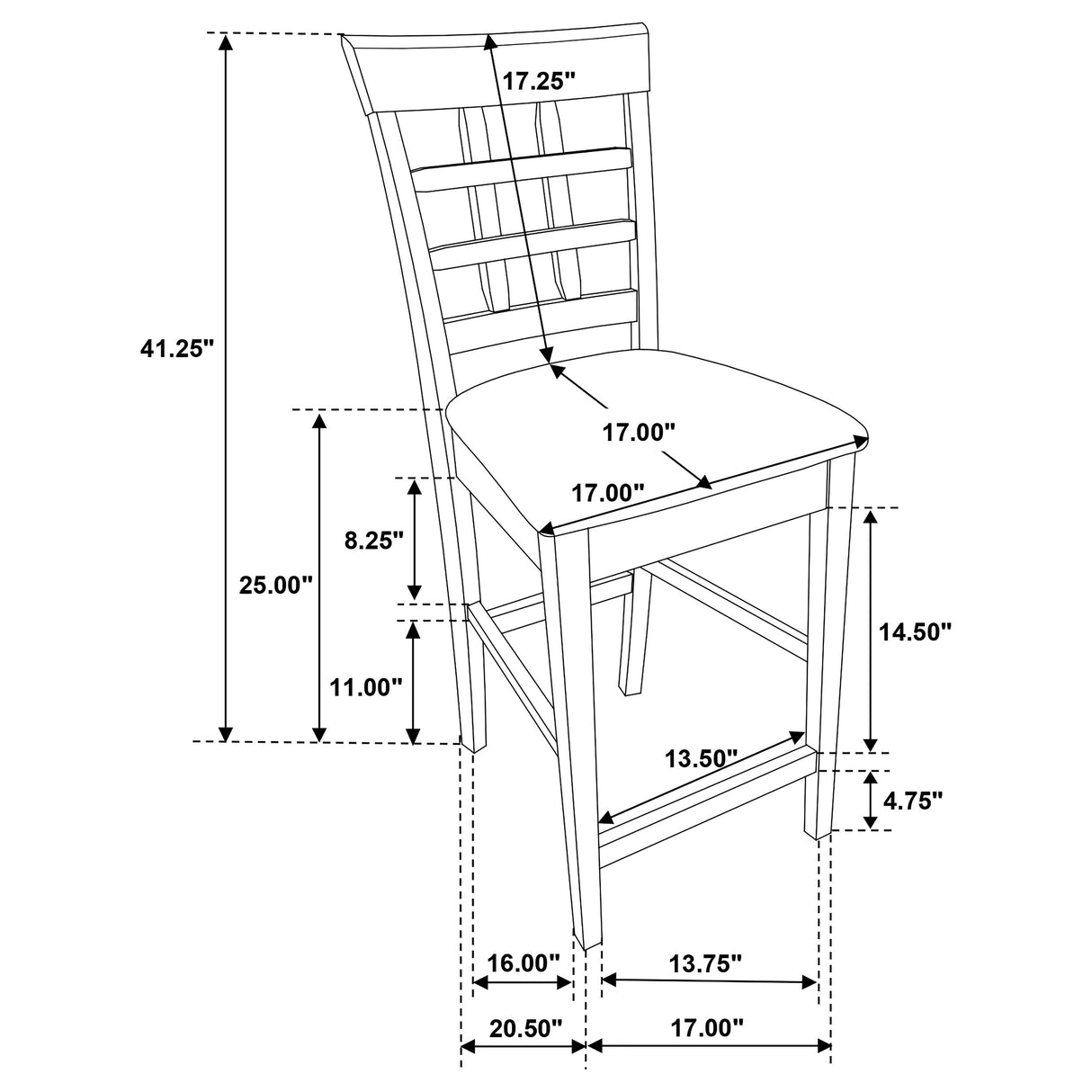 Gabriel Lattice Back Counter Chair Cappuccino - Set of 2