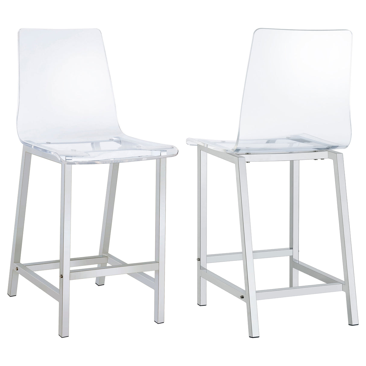 Juelia Clear Acrylic Counter Chair with Chrome Base, Set of 2