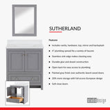 Sutherland 37 in. Gray Vanity Includes Mirror - No Top