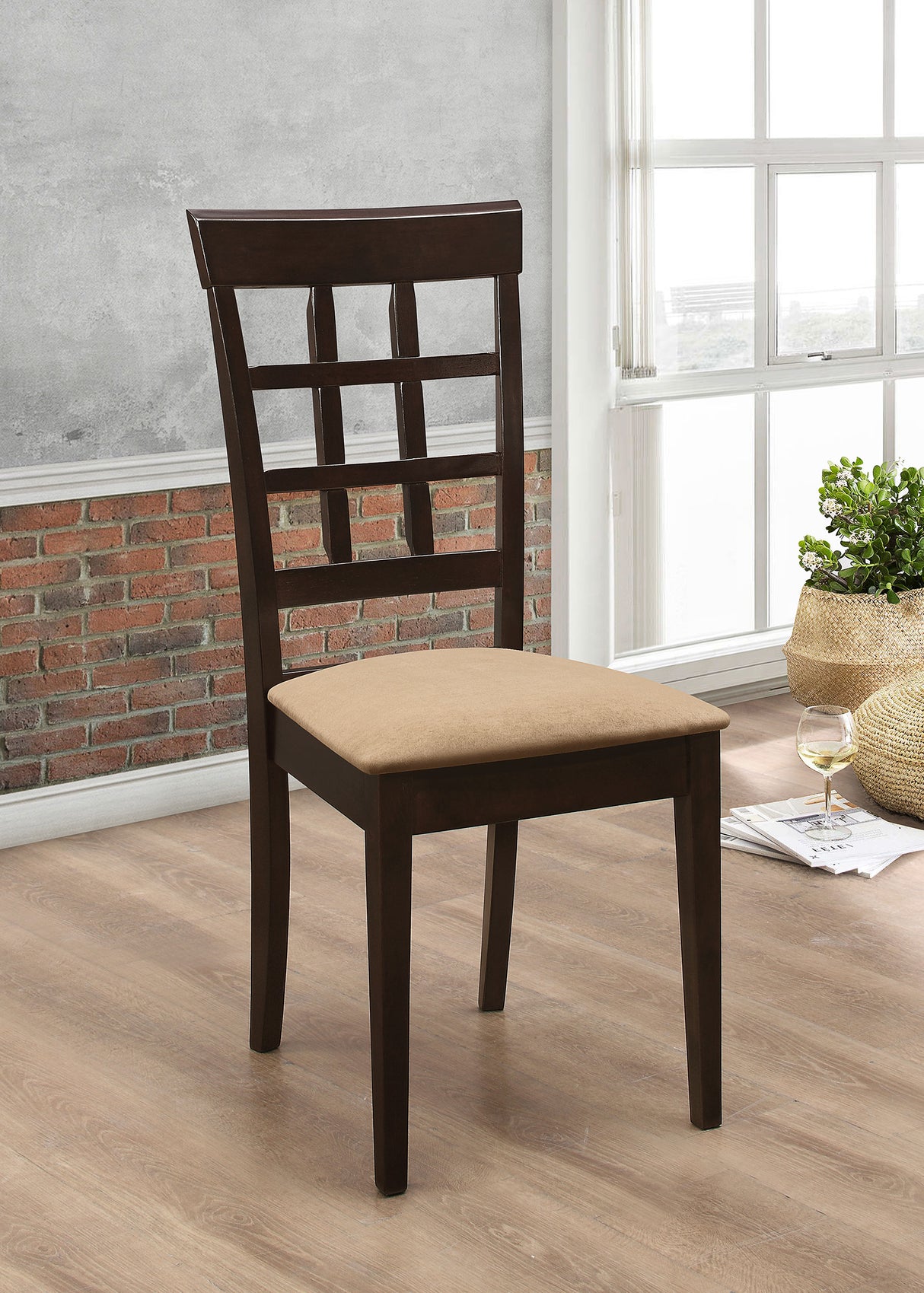 Gabriel Lattice Back Dining Side Chair Cappuccino - Set of 2
