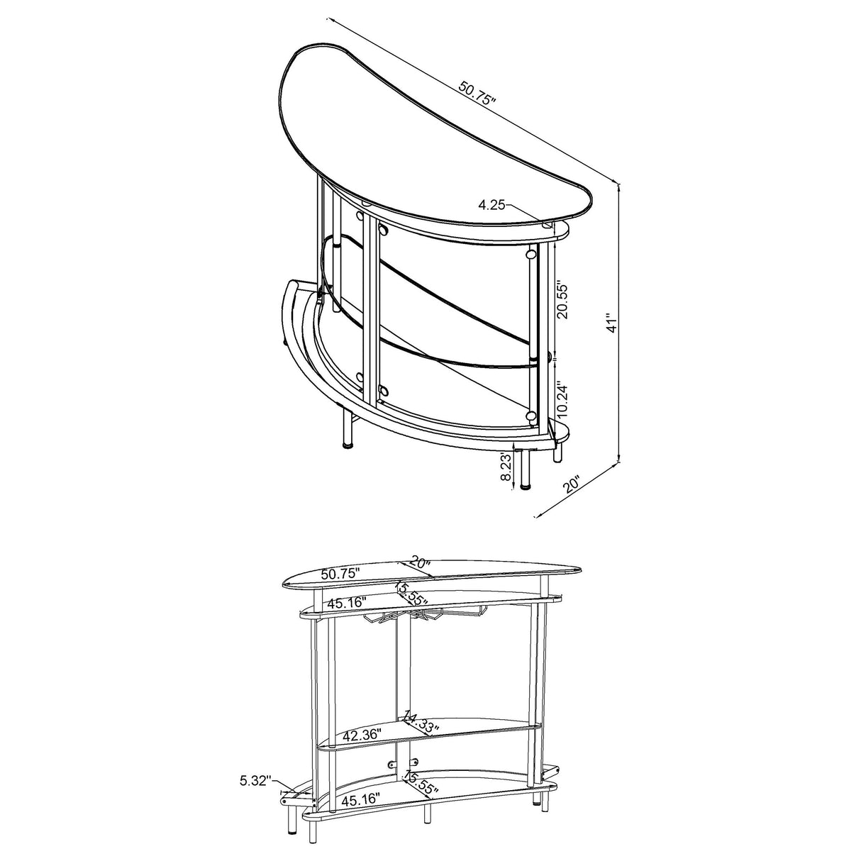 Amarillo White Glass Top Home Bar Wine Cabinet
