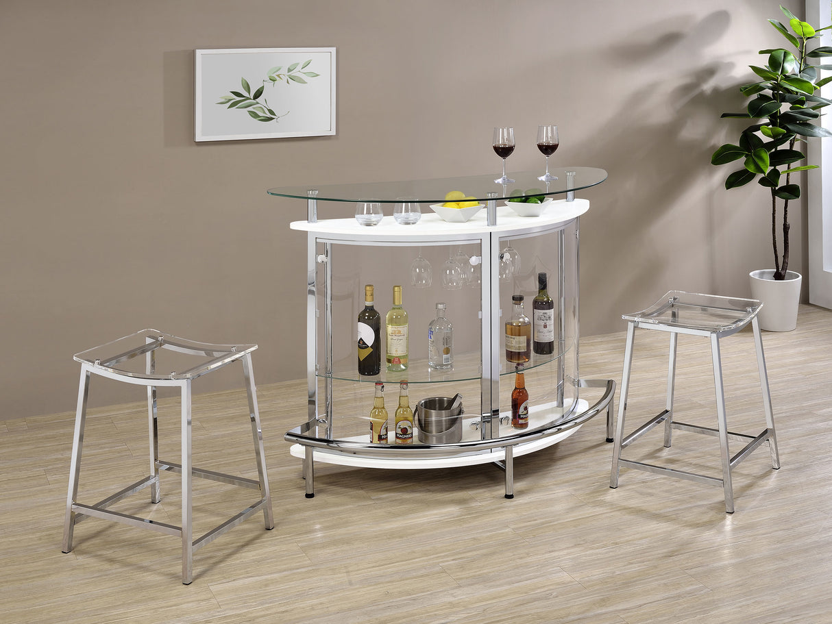 Amarillo White Glass Top Home Bar Wine Cabinet