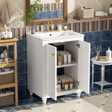 Bathroom Vanity With Ornate Elliptical Motif, Soft Close Hinges