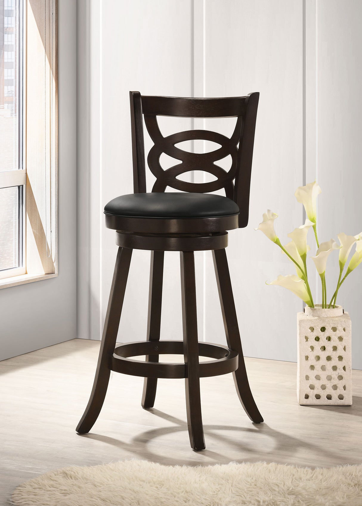 Calecita Wood Swivel Bar Chair Cappuccino - Set of 2
