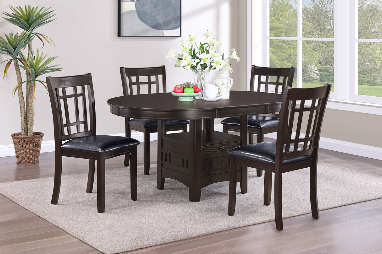 Lavon 5-Piece Oval Extension Dining Set, Espresso